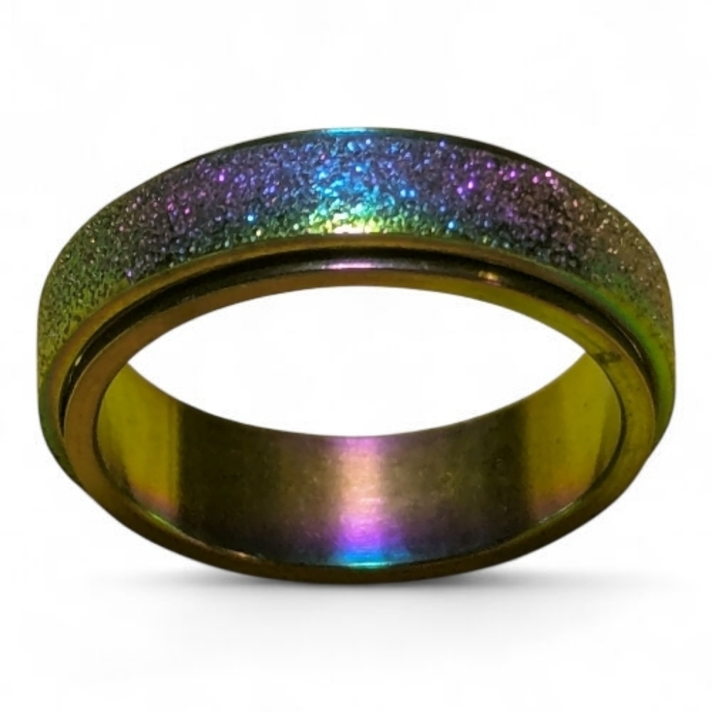 Iridescent Women's Ring Sz 7 Spins NEW A-026